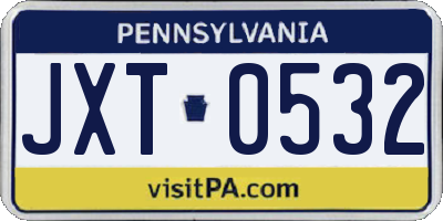 PA license plate JXT0532