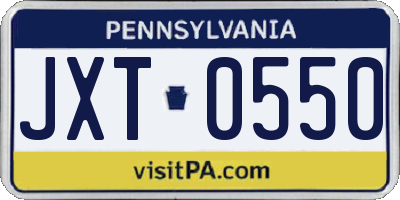 PA license plate JXT0550