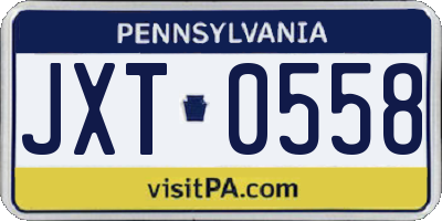 PA license plate JXT0558