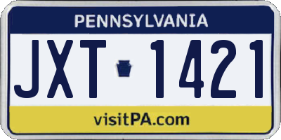 PA license plate JXT1421