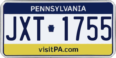 PA license plate JXT1755