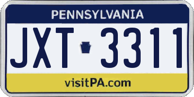 PA license plate JXT3311