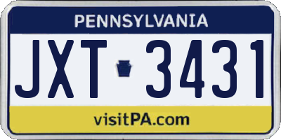 PA license plate JXT3431