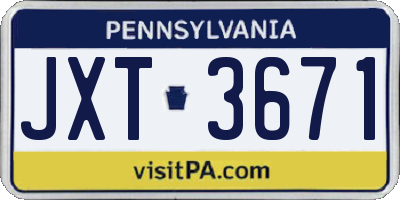 PA license plate JXT3671