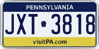 PA license plate JXT3818