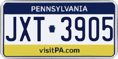PA license plate JXT3905