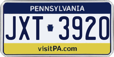 PA license plate JXT3920