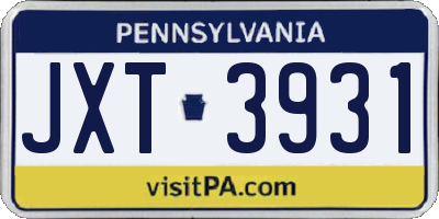PA license plate JXT3931