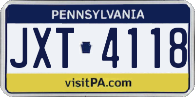 PA license plate JXT4118