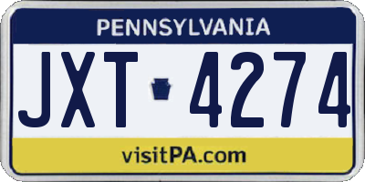 PA license plate JXT4274
