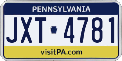 PA license plate JXT4781