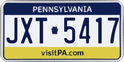 PA license plate JXT5417