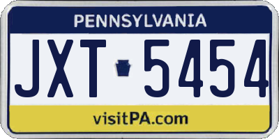 PA license plate JXT5454