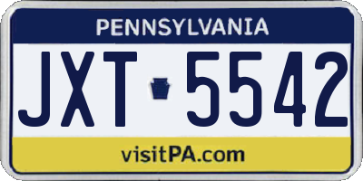 PA license plate JXT5542