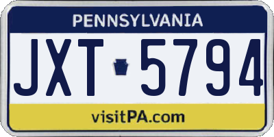 PA license plate JXT5794