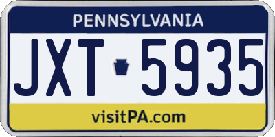 PA license plate JXT5935