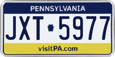 PA license plate JXT5977