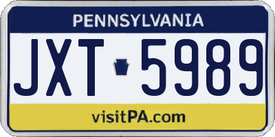 PA license plate JXT5989
