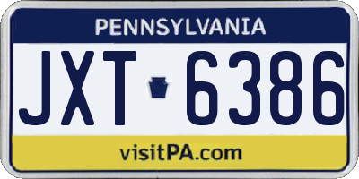 PA license plate JXT6386