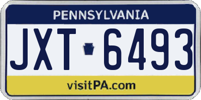 PA license plate JXT6493