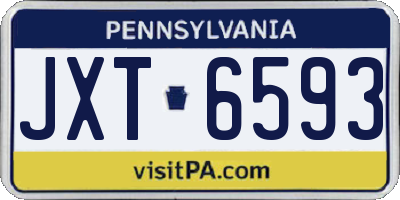 PA license plate JXT6593