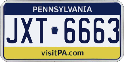 PA license plate JXT6663