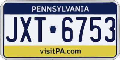 PA license plate JXT6753