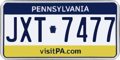 PA license plate JXT7477