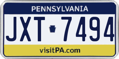 PA license plate JXT7494