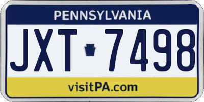 PA license plate JXT7498