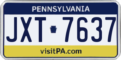 PA license plate JXT7637