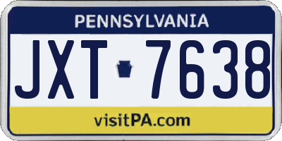 PA license plate JXT7638