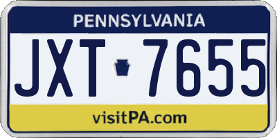 PA license plate JXT7655