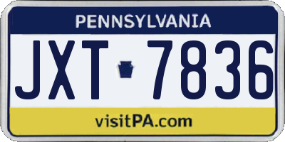 PA license plate JXT7836