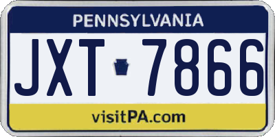 PA license plate JXT7866