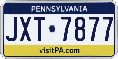 PA license plate JXT7877
