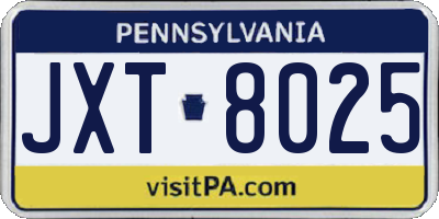PA license plate JXT8025