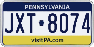 PA license plate JXT8074