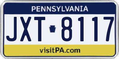 PA license plate JXT8117
