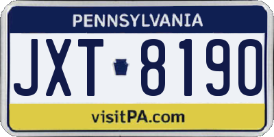 PA license plate JXT8190