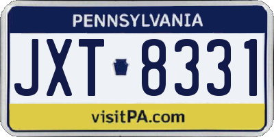 PA license plate JXT8331