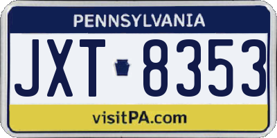 PA license plate JXT8353