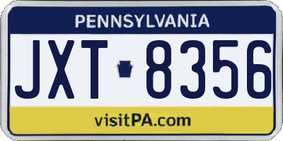 PA license plate JXT8356