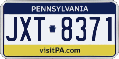 PA license plate JXT8371