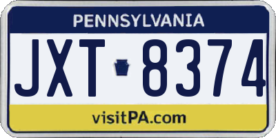 PA license plate JXT8374