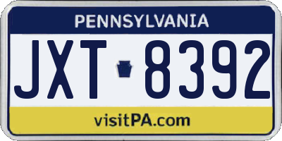 PA license plate JXT8392