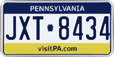 PA license plate JXT8434