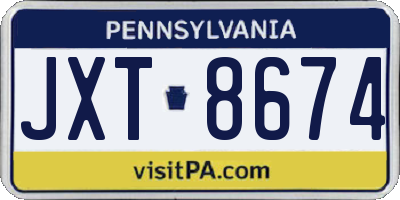 PA license plate JXT8674