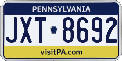 PA license plate JXT8692