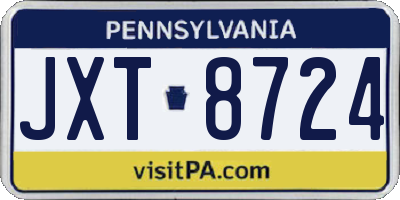 PA license plate JXT8724